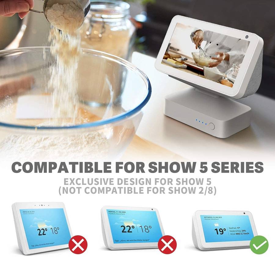 Battery Base for Show 5 (1st and 2nd Gen)  Wireless Battery Stand to Make Smart Speaker Portable ...