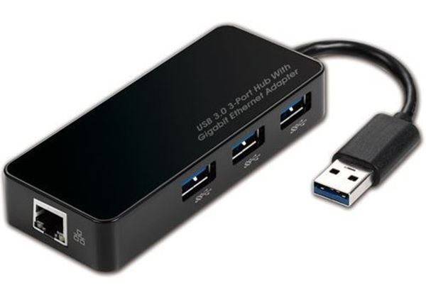 HE3230 USB 3.0 3-port Hub With Gigabit Ethernet Adapter