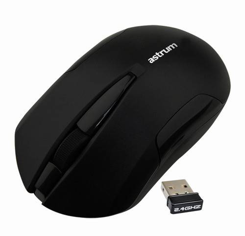 Astrum Aero Wireless Mouse 3 buttons 1000dpi HD Optical 2.4Ghz up to 10 meter-Black - Astrum