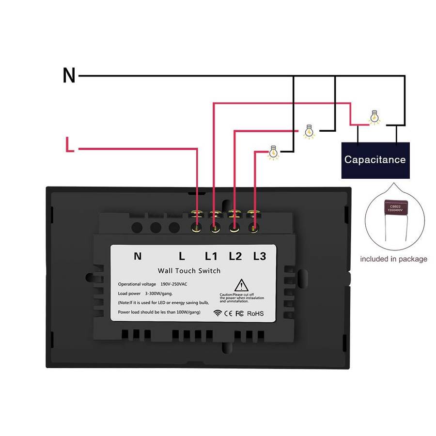 EWELINK Wifi Smart Light Switch (NO NEUTRAL REQUIRED) 2 Gang