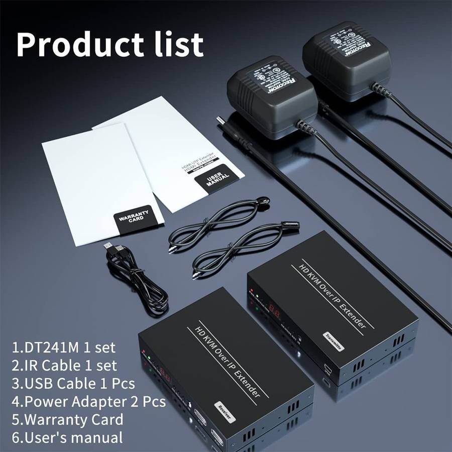HDMI Extender Over Cat5e/6 - 1080p Over IP Ethernet / 150m / HDMI KVM Extender HDMI OUT / USB / I...