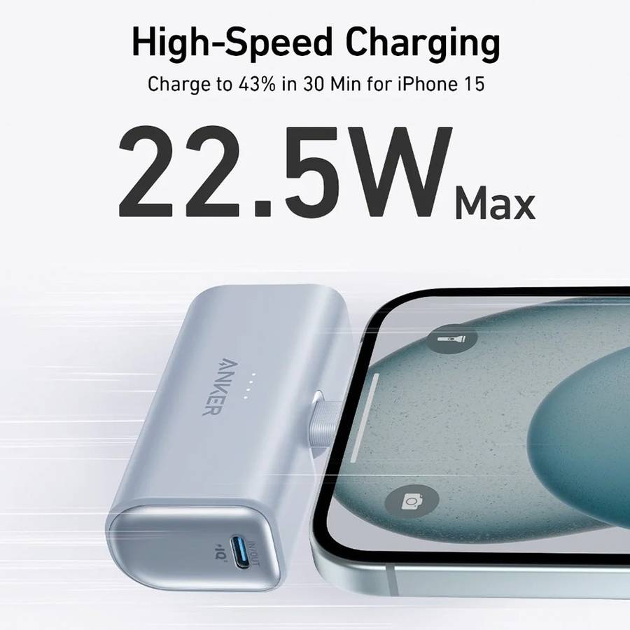 Anker Nano Power Bank - 22.5W / 5000mAh / Built-In USB-C Connector Black