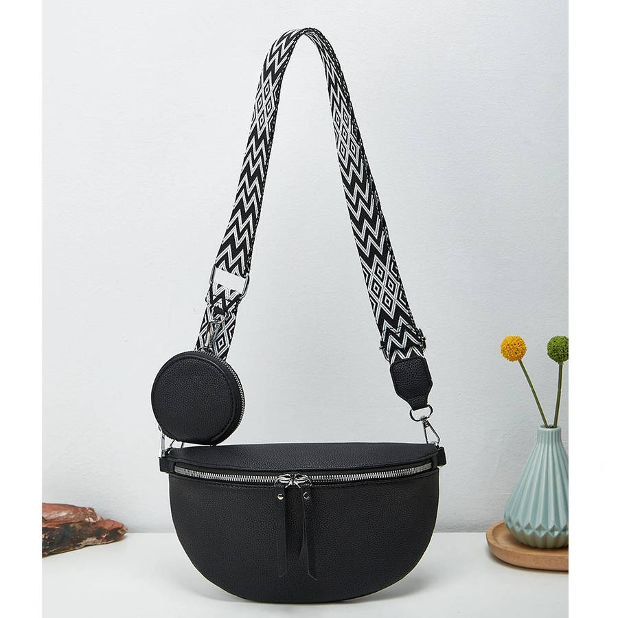Fashionable Elegant Ladies Sling Bag - with coin purse and adjustable strap Black