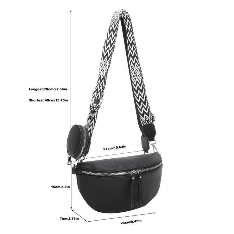 Fashionable Elegant Ladies Sling Bag - with coin purse and adjustable strap Black