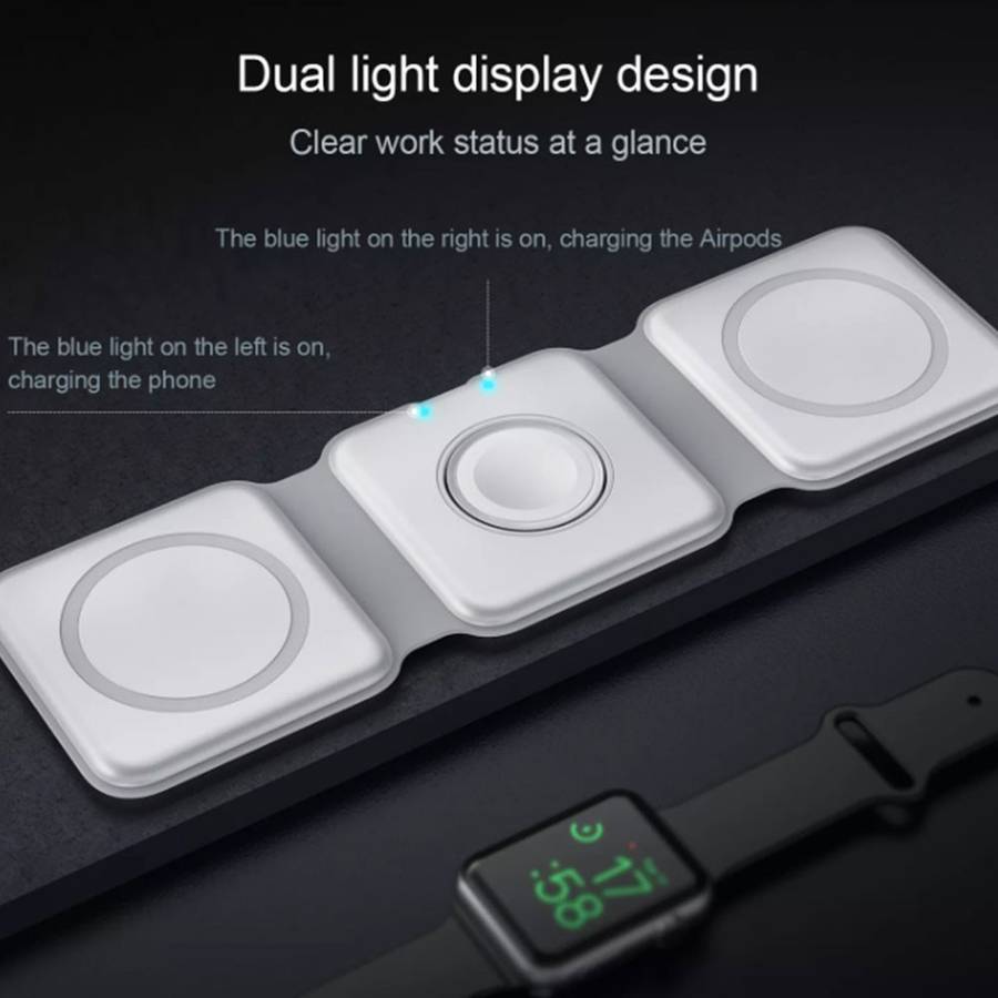3 in 1 Magnetic Wireless Charger - for Apple iPhone / Apple Watch / AirPods Black