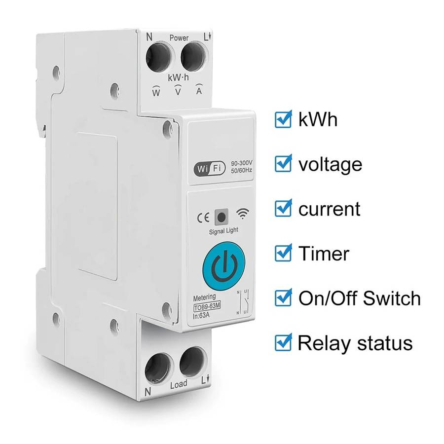 EWELINK WIFI Smart Circuit Breaker Type Timer - 63A with Power KWh Monitoring - Ewelink Smart App...