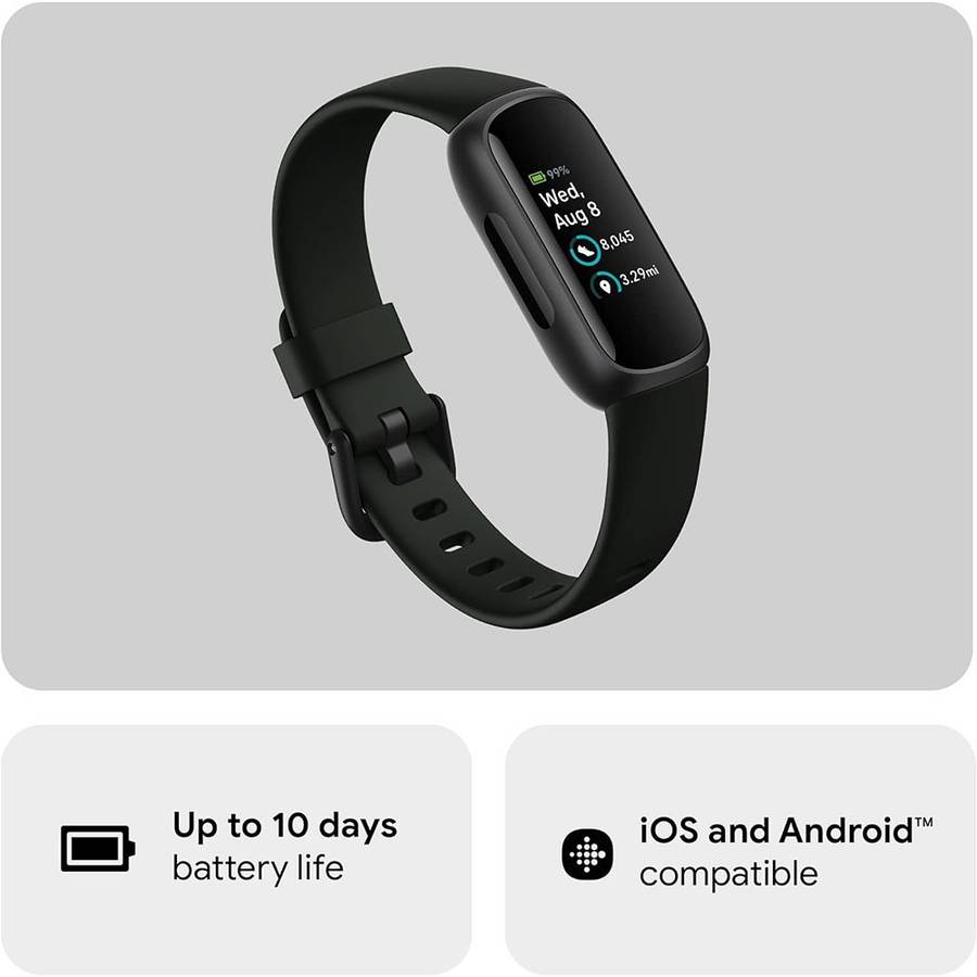Fitbit Inspire 3 - Battery Life up to 10 days / Optical Heart rate Monitor / Vibration Motor Black