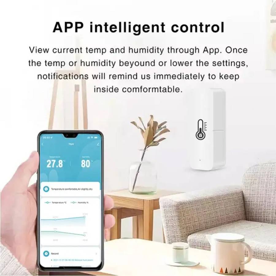 Tuya Smart Wi-Fi Sensor (Temperature & Humidity) - Smart Home Climate Sensor (Hygrometer Thermome...