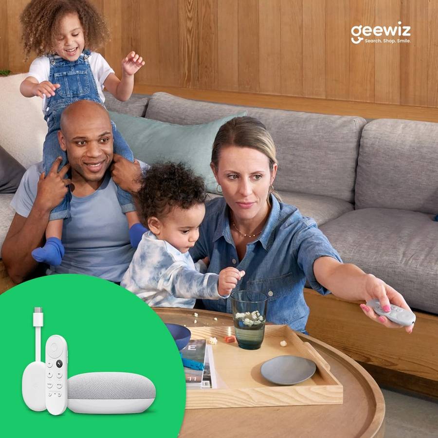 Chromecast with Google TV 1080p HDR - Snow + Google Nest Mini Smart Speaker (2nd Gen) (SMART HOME...