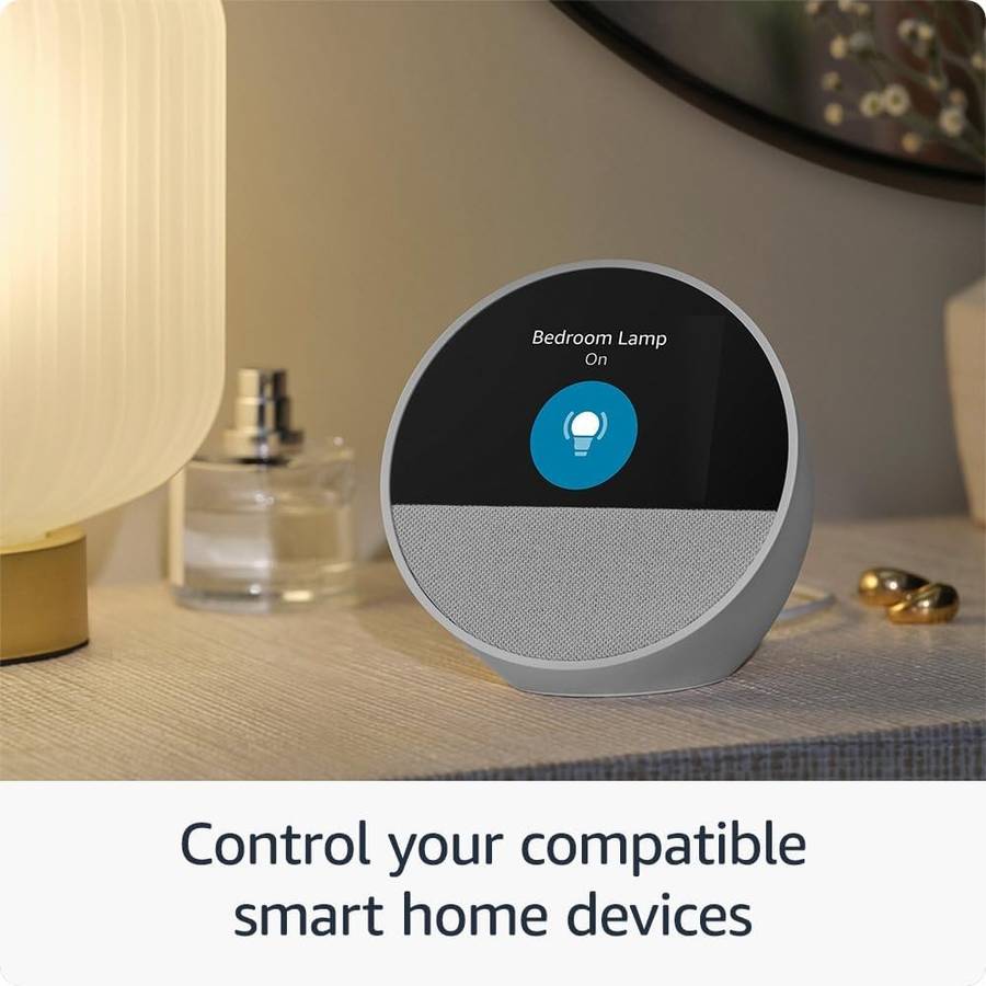 Amazon Echo Spot (2024) - Smart Alarm Clock with Vibrant Sound White