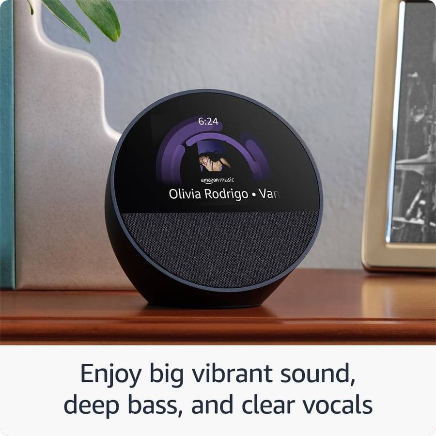 Amazon Echo Spot (2024) - Smart Alarm Clock with Vibrant Sound White