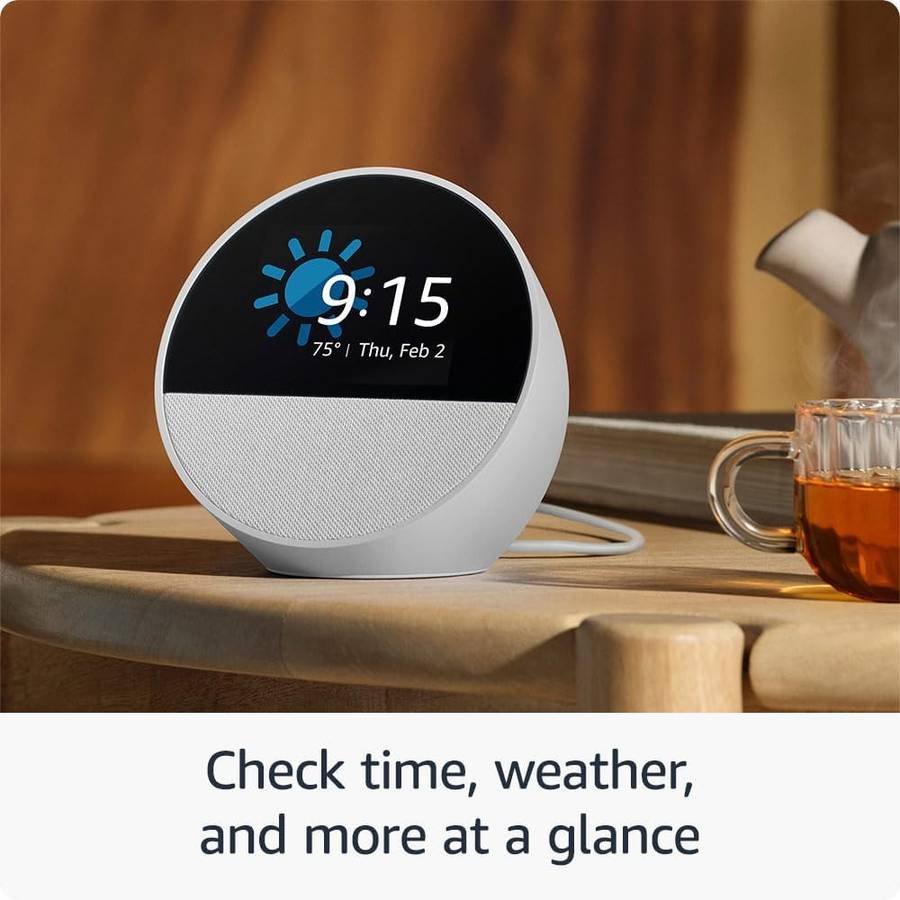 Amazon Echo Spot (2024) - Smart Alarm Clock with Vibrant Sound White