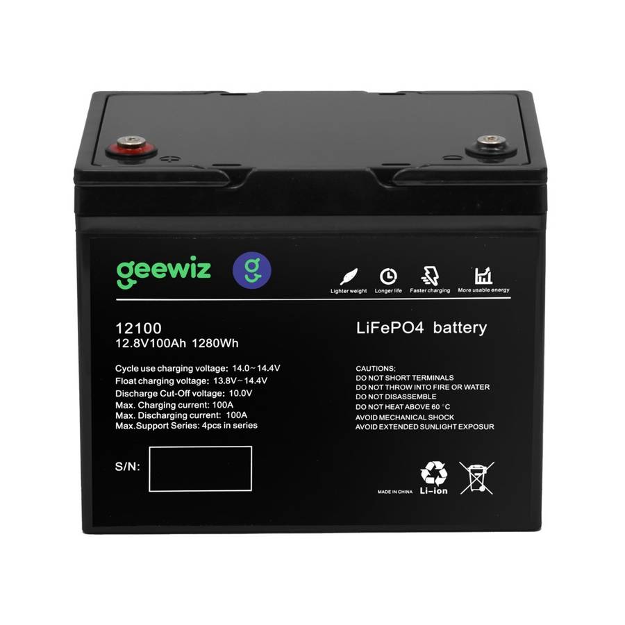 GeeWiz 12V 100Ah Lithium Ion LiFePO4 1.2KWh 4000 Cycle Battery (FIRST LIFE CELLS) - 2 Year Unlimi...