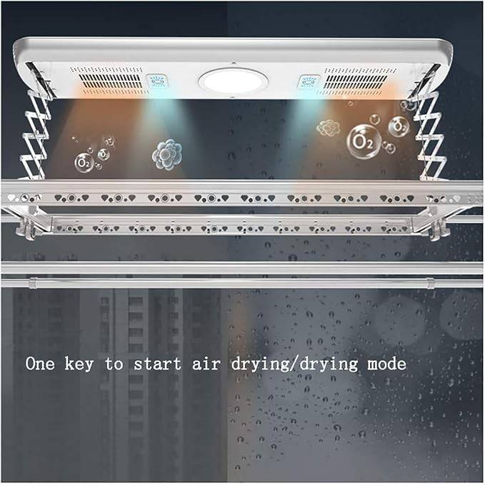 Smart Electric Drying Rack with Four Poles- Remote Control Lifting- LED Lighting & Air Drying