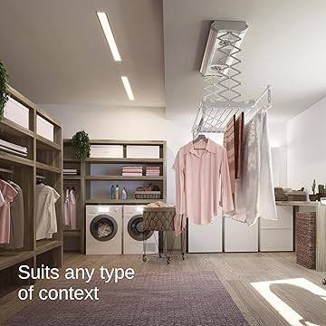 Smart Electric Drying Rack with Four Poles- Remote Control Lifting- LED Lighting & Air Drying