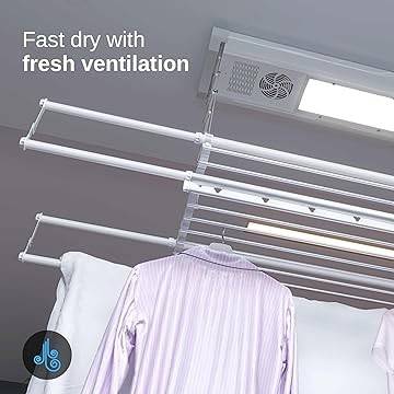 Smart Electric Drying Rack with Four Poles- Remote Control Lifting- LED Lighting & Air Drying
