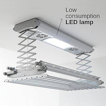 Smart Electric Drying Rack with Four Poles- Remote Control Lifting- LED Lighting & Air Drying