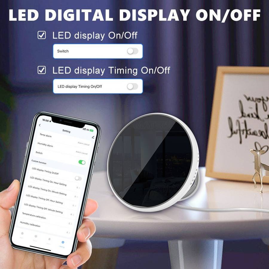 Tuya Smart Wi-Fi LED Sensor (Temperature & Humidity) - Smart Home Climate Sensor (Hygrometer Ther...