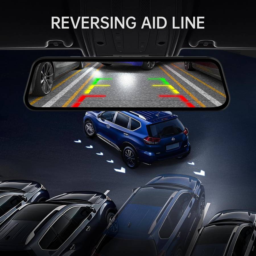 Rear View Mirror Camera 10 inch Dash Cam with 4K Rear and Voice Control  24H Parking Mode & Ni...