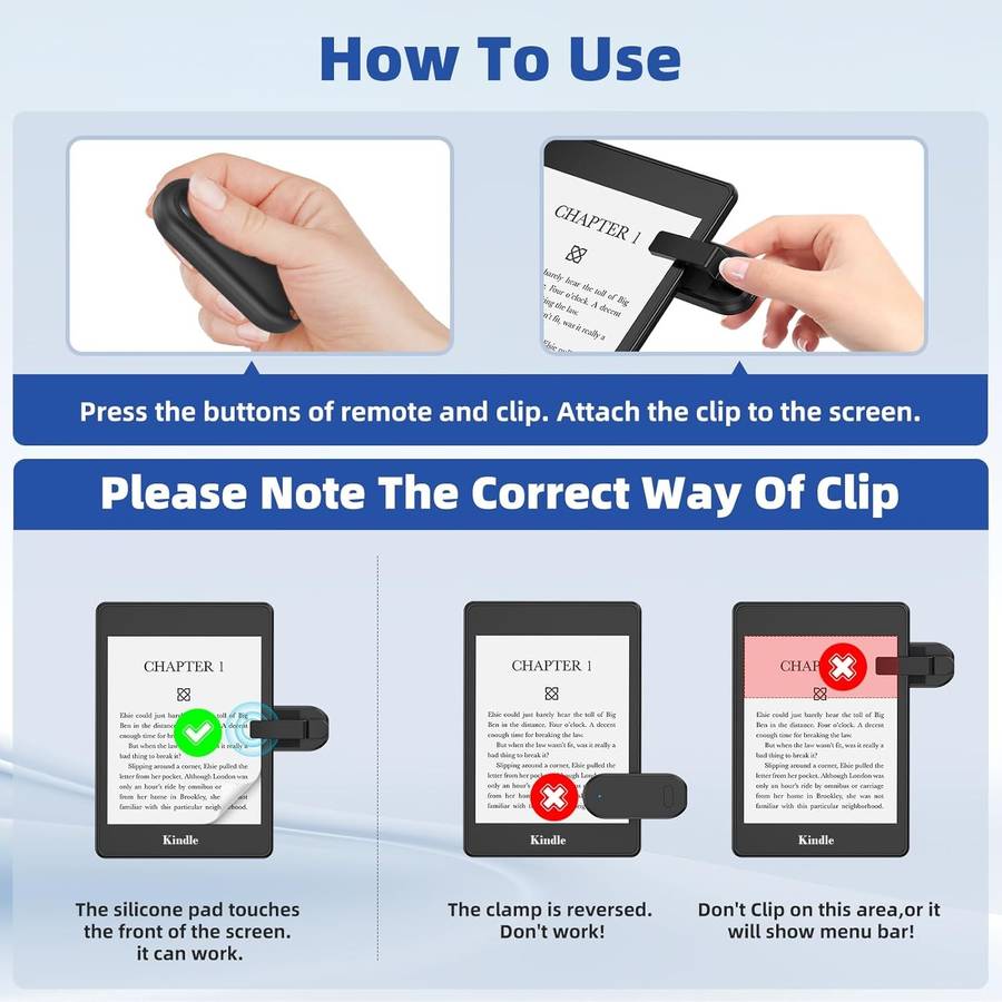 RF Remote Control Page Turner for Kindle Paperwhite White