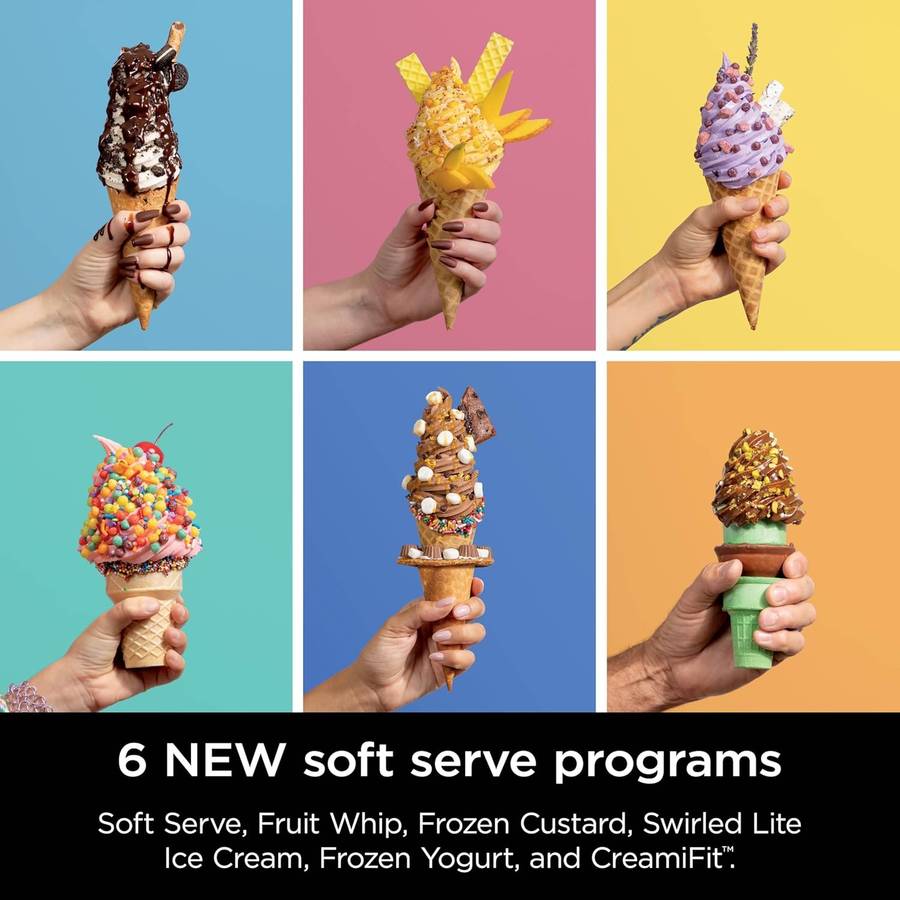 Ninja Swirl Ice Cream & Soft Serve Maker | 13-in-1 | Low-Calorie & Custom Treats | Includes 2 Pints