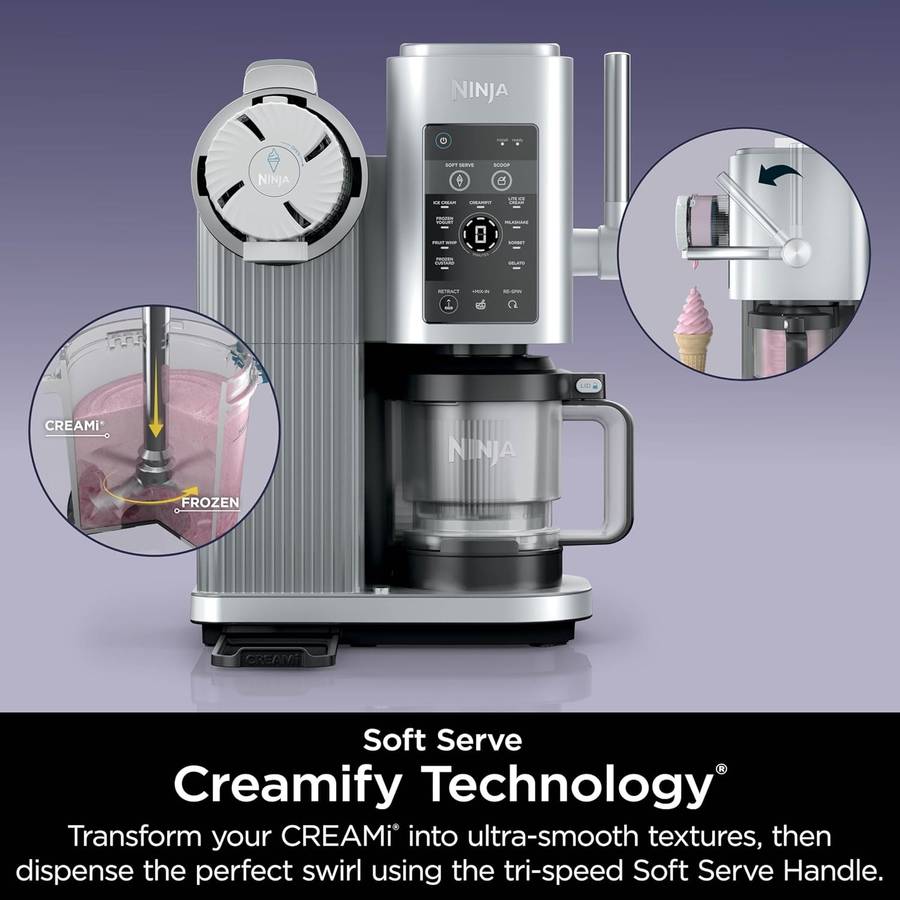 Ninja Swirl Ice Cream & Soft Serve Maker | 13-in-1 | Low-Calorie & Custom Treats | Includes 2 Pints