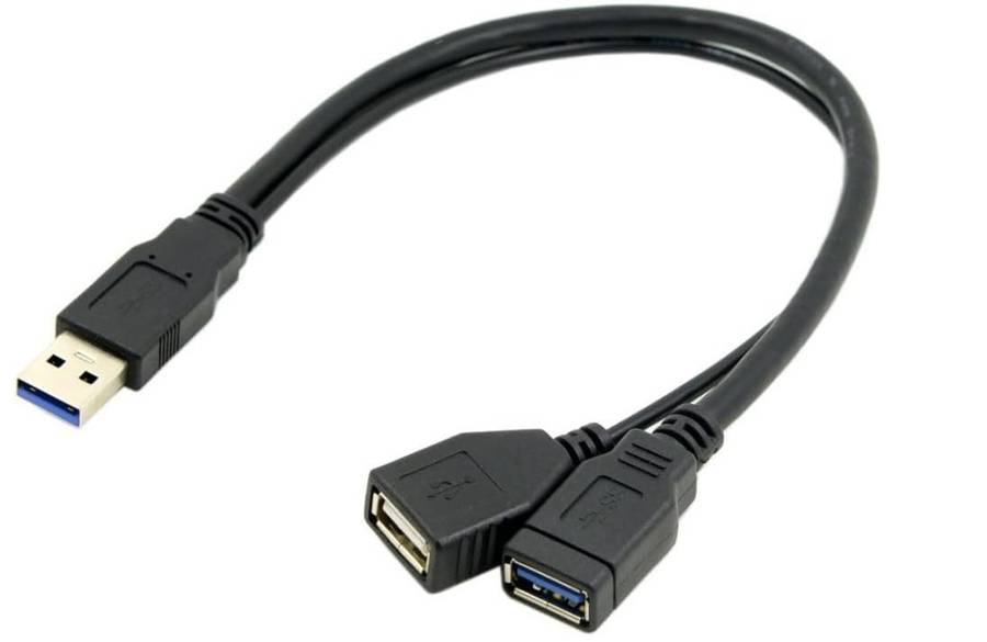USB 3.0 Splitter Y Cable USB 1 Male to 2 Female Extra Power Data Extension Cable for 2.5" Mobile ...