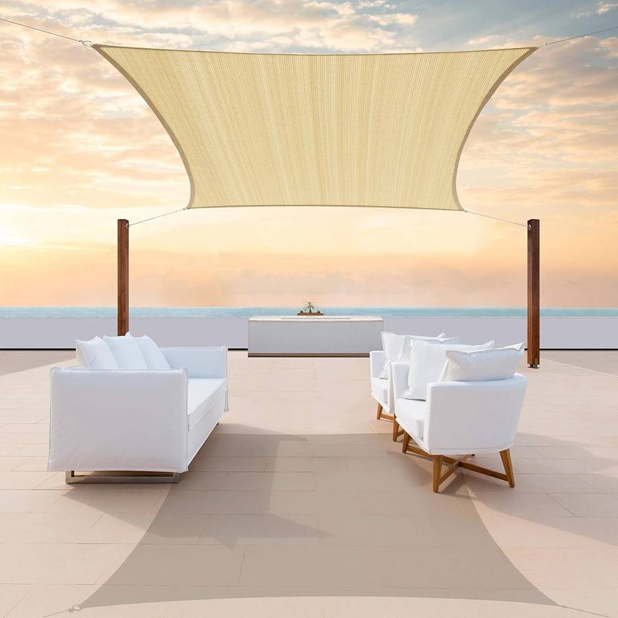 Beige Rectangle Sun Shade Sail 3m x 6m | Outdoor Garden Canopy
