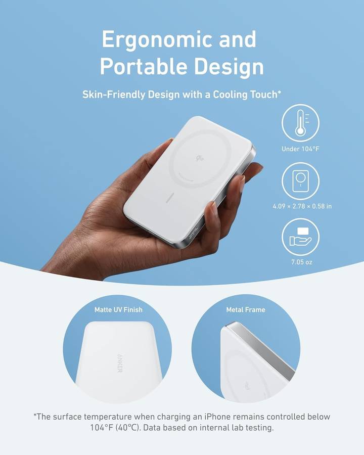 Anker MagGo Power Bank- Ultra Slim 10000mAh Magnetic Battery Pack- Qi2 Certified- Portable- 15W U...