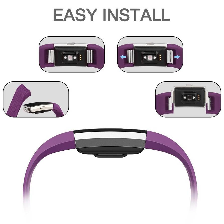 Fitbit Charge 2 Band - Adjustable Replacement Strap - PLUM Large