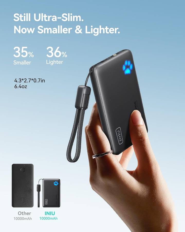 INIU Ultra Slim 10000mAh 45W PD Power Bank - Fast Charging - Available in Various Colours Navy Blue