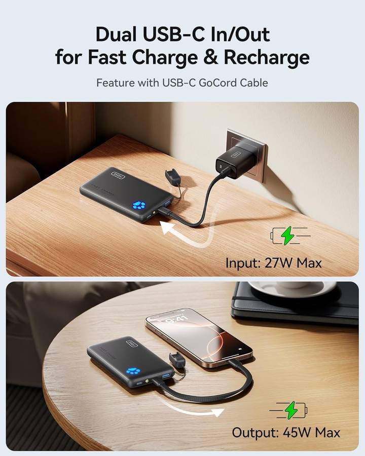 INIU Ultra Slim 10000mAh 45W PD Power Bank - Fast Charging - Available in Various Colours Navy Blue