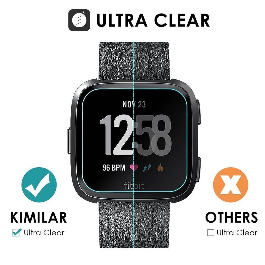 Fitbit Versa Screen Protector 9H Tempered Glass Round Edge Crystal Clear (3 pack)