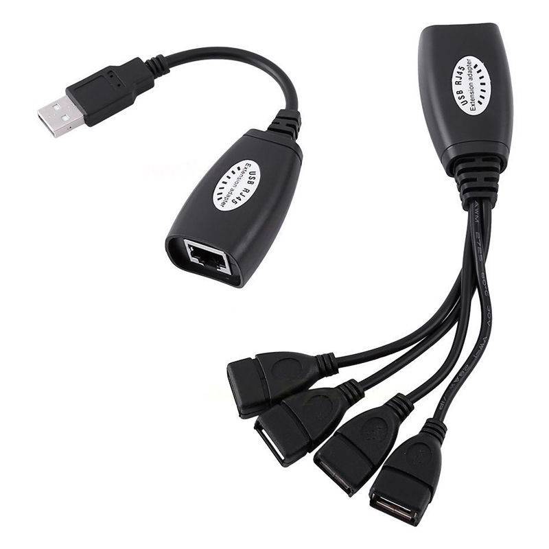 50m USB Extender over Cat5e / Cat6 + 4 Way USB HUB