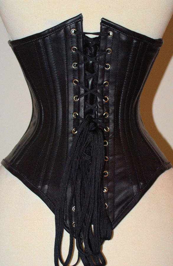 Faux Leather Underbust Corset, Black Steel Bones Underbust Corset, Waist Training Cincher Underbust Corset, #N8856