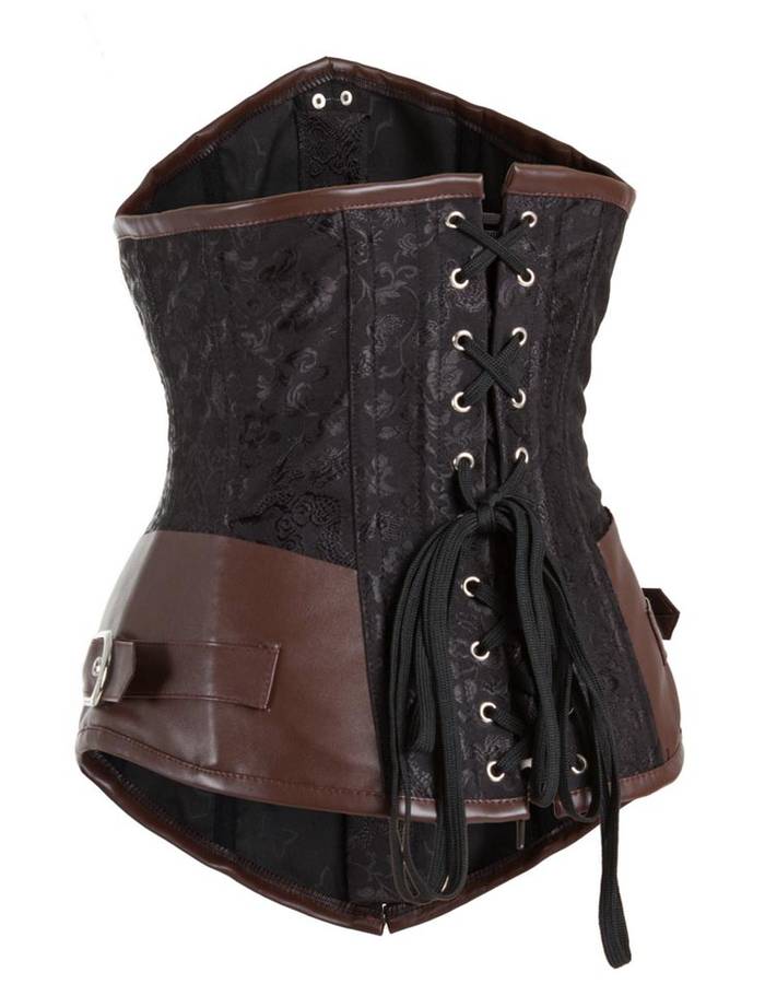 Steel Bone Corset, Sexy Black Jacquard Underbust Corset, Waist Cincher Underbust Corset, Cheap Vintage Busk Closure Corset, Women