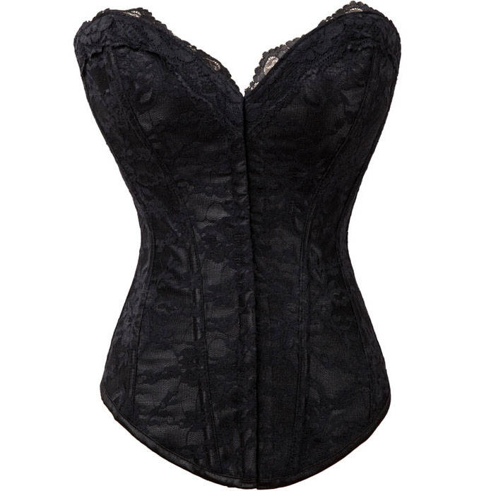 Sexy Floral Lace Corset, Black Lace Corset, Lace Overbust Corset, #N8970