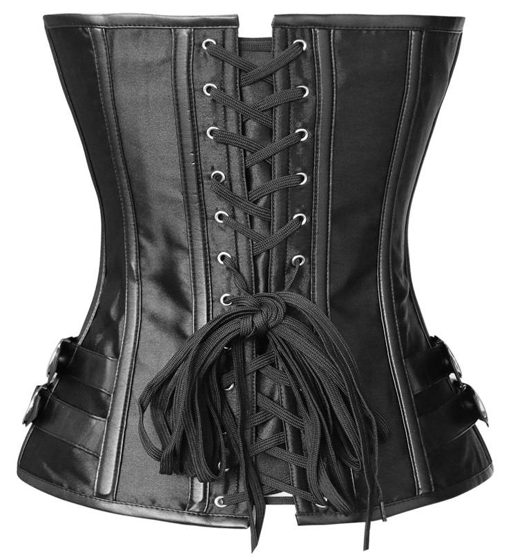 Streampunk Satin Corset, Black Steampunk Corset, Steampunk Corset, #N5458