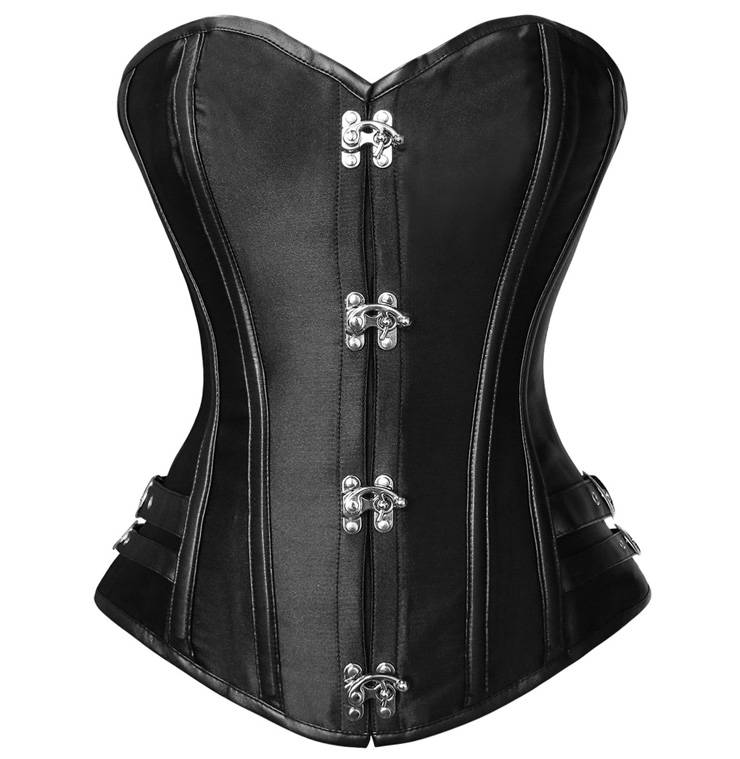 Streampunk Satin Corset, Black Steampunk Corset, Steampunk Corset, #N5458