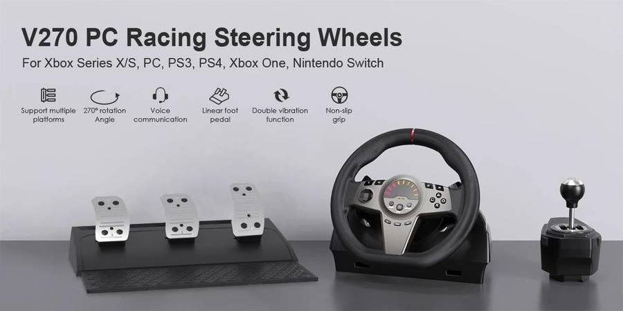Game Steering Wheel For Xbox One/ Series X & S /PS4 /PS3/Switch/PC