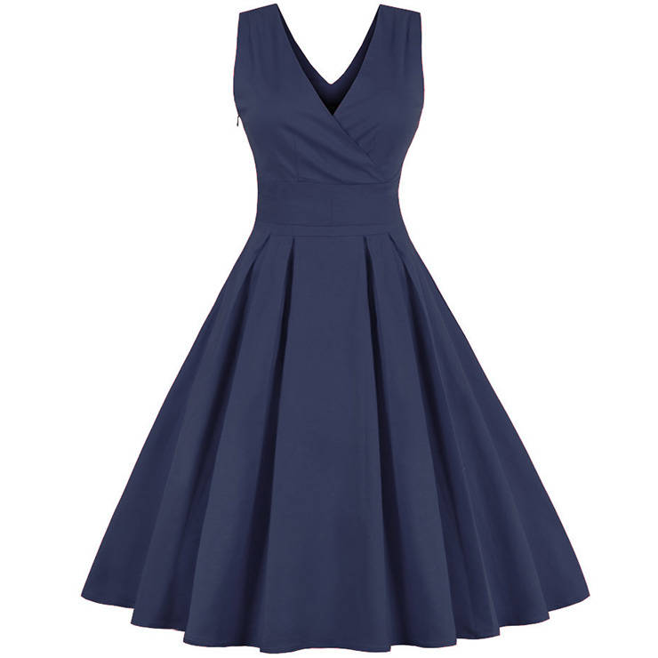 Women's 1950's Vintage Deep V Casual Party Cocktail Dress