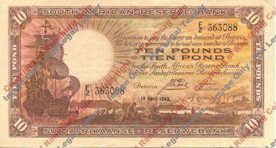 *#* J Postmus 1st issue Ten Pound VF+/EF Eng/Afr *#*