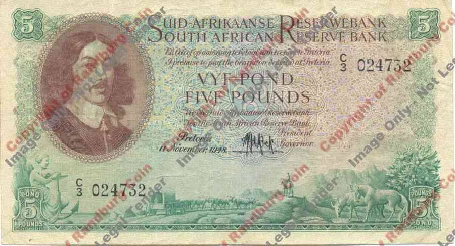 *#* MH DE KOCK - 2nd Issue - Five Pound VF *#*