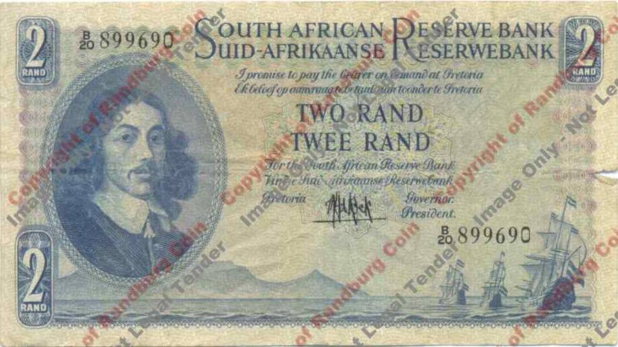 *#* MH DE KOCK - 4th Issue - Two Rand (Eng/Afr) F - Pin hole *#*