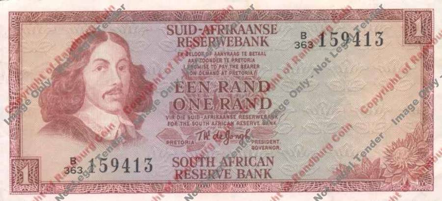 *#* TW de JONGH - 3rd Issue - 1 Rand (Afr/Eng) - VF+ *#*