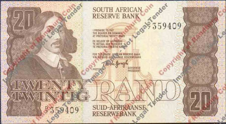 *#* TW de JONGH - 4th Issue - 20 Rand - UNC *#*