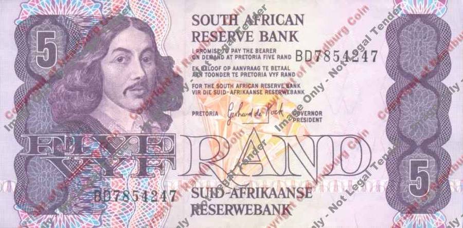 *#* GPC De Kock 3rd Issue - Five Rand 1989 Note VF *#*