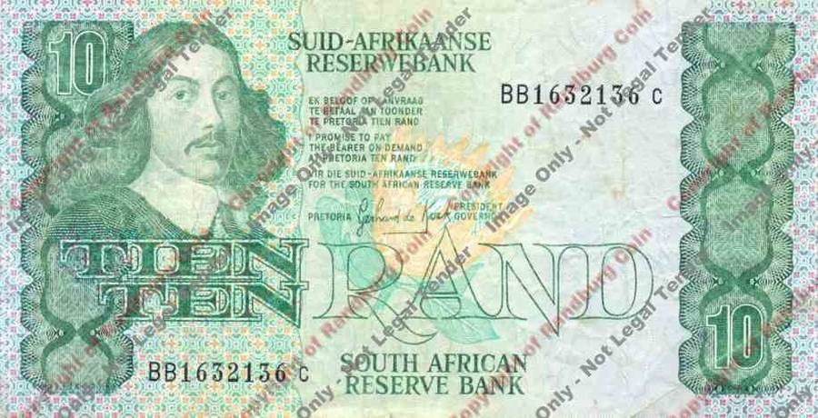 *#* GPC De Kock 3rd Issue - Ten Rand Note F+ - Staple holes *#*