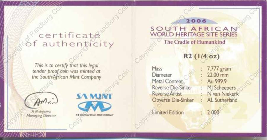 2006_Gold_R2_Quarter_Ounce_Cradle_of_Humankind_Cert_rev.jpg
