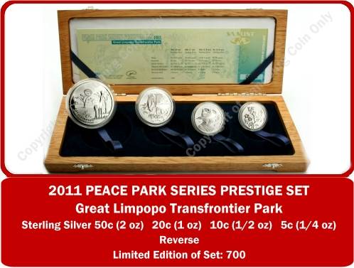 2011 Silver Prestige Great Limpopo Transfrontier X4 Coin Set Limited 700